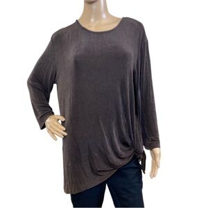 Chico's Travelers Size 3 Long Sleeve Blouse ties at front side bottom